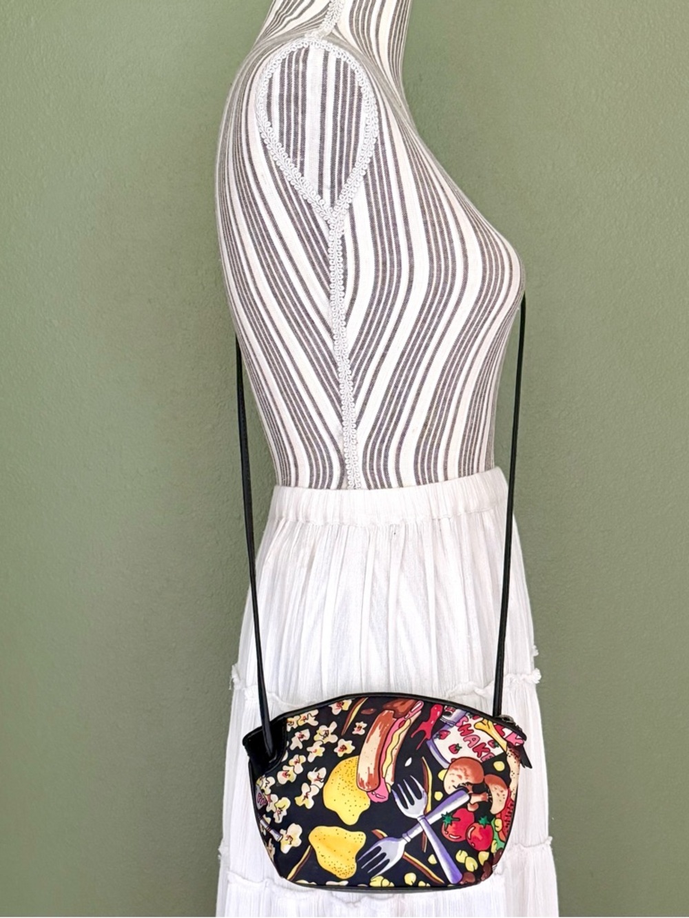 Vintage 90s Nicole Miller food print mini bag Y2K kitschy pop art purse - Picture 3 of 5